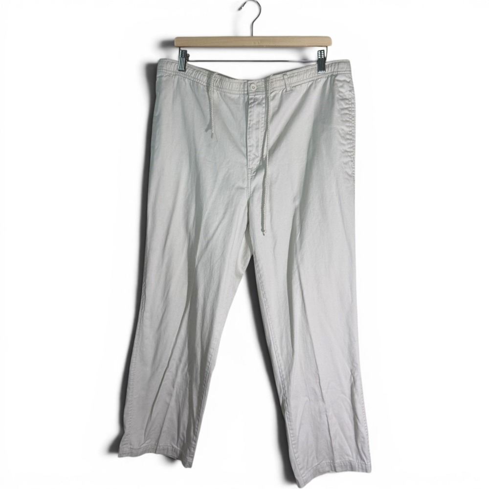 Hunt Club Mens Khaki Pants Beige Cotton Elastic Drawstring Waist Size Medium